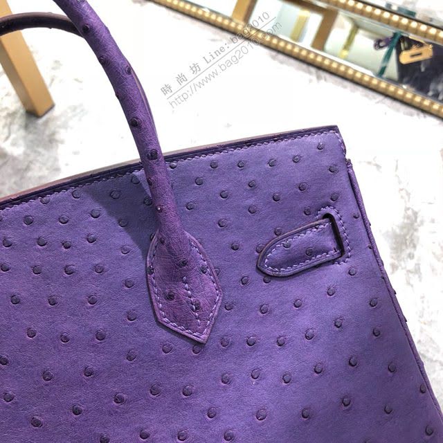Hermes女包 愛馬仕Birkin30cm Hermes鉑金包 進口k級鴕鳥皮 手工蠟線縫製 Hermes鴕鳥皮手提女包  am1986